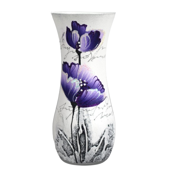 Table violet art decorative glass vase, HAND PAINTED